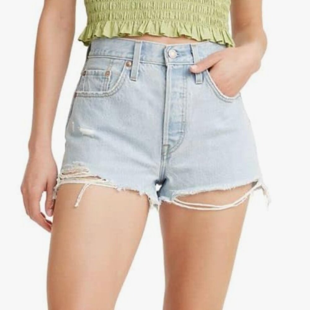 Levi's Women's Premium 501 Original Shorts, Ojai Frost Light Indigo, Sz. 31, EUC
